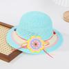 Cute outdoor children's straw hat sun flower ribbon baby girl sunshade sun hat summer travel sunscreen hat