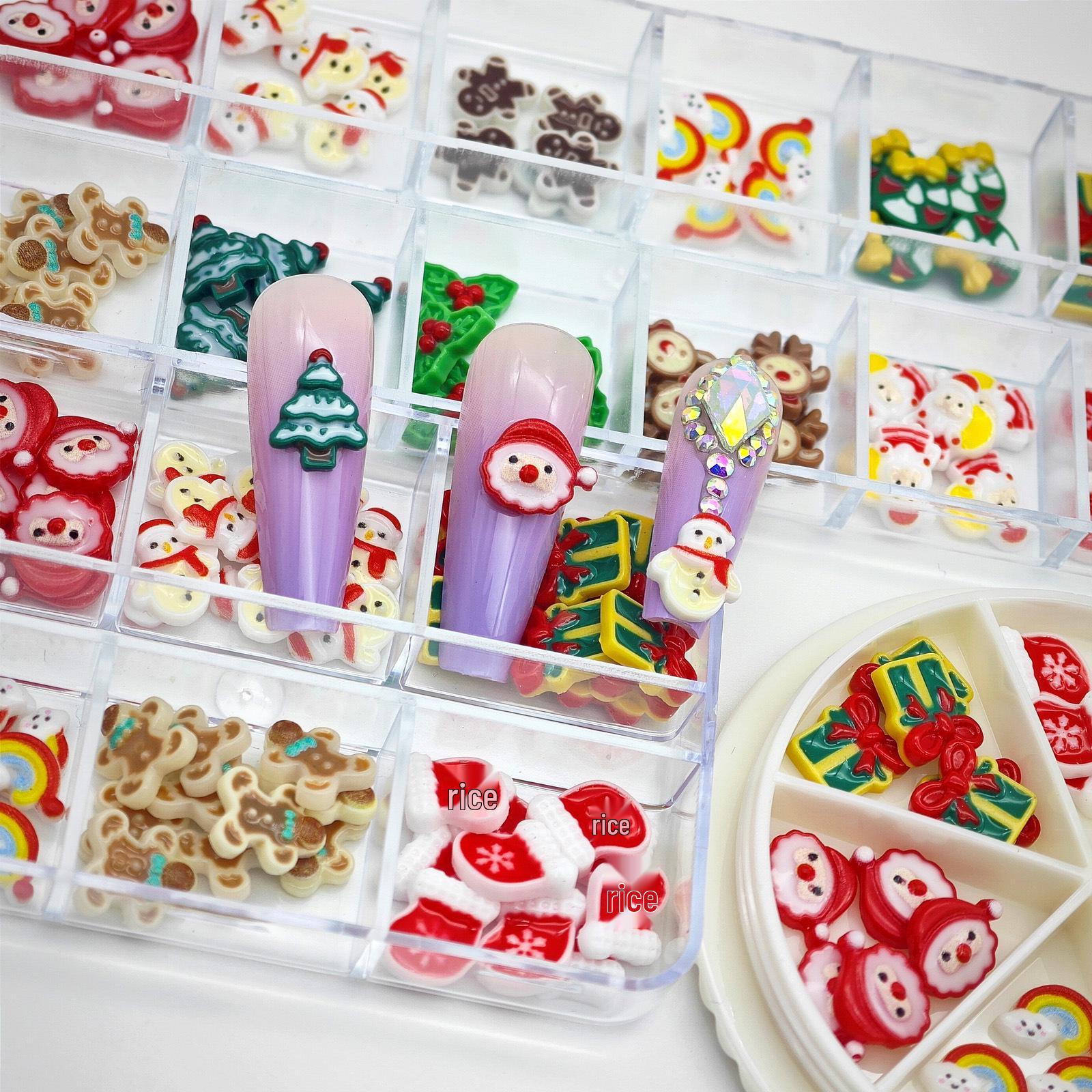 

Cartoon Christmas Nail Art & DIY Phone Case Set: Snowman & Reindeer Accessories