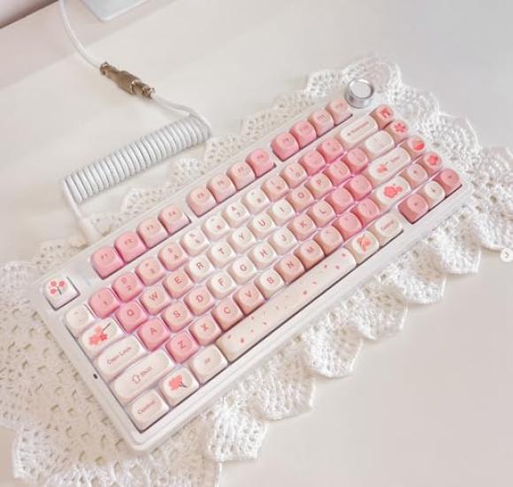 Pink Keycaps XVX Sakura PBT Cute MOA Profile Dye Sublimation Custom for Mechanical Keyboards 142 Sets Pink - Keycaps, 60%/65%/75%/100%, -