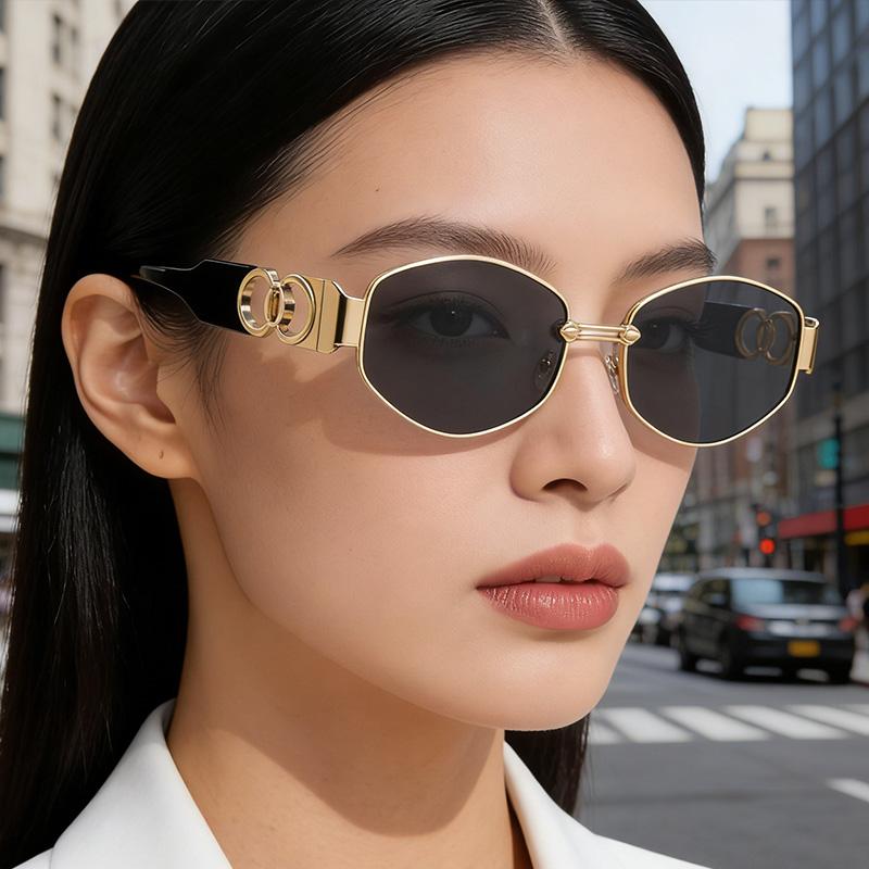 Retro Metal Oval Glasses for Men and Women Fashion High-end Trend Sun Protection Sunshade Outdoor Sunscreen  Eyewear