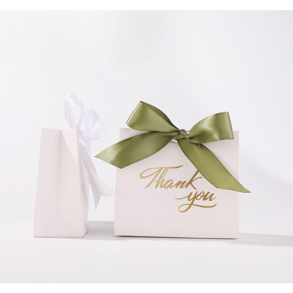 10//30/50Pcs Thank You Party Favor Gift Box White Pattern Wedding Candy Box Ribbon Bow Perfect for Small Gifts Wedding Favors