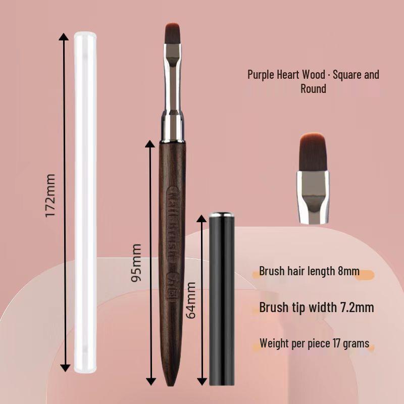 Japanese Sandalwood Nail Art Brush Set: Includes Round, Square, Triangle Brushes & Gel Brush, Ideal for Nail Salons