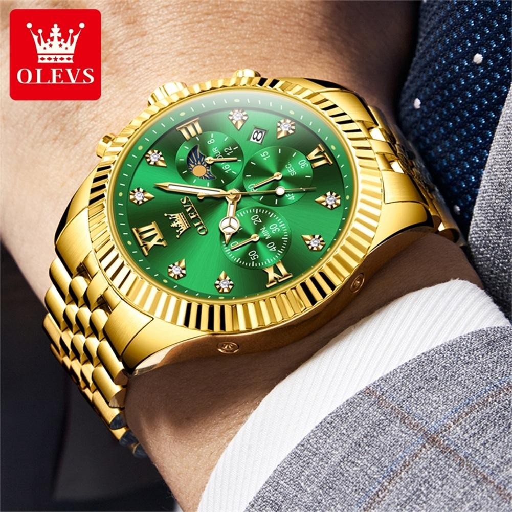 Fashion Quartz Watch Gift Stainless Steel Watchband Round-dial Wristwatch Calendar Luminous Small Second