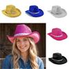 Solid Color Western Cowboy Hat Shine Glitter Jazz Hat Cool Cowgirl Hat Halloween Party