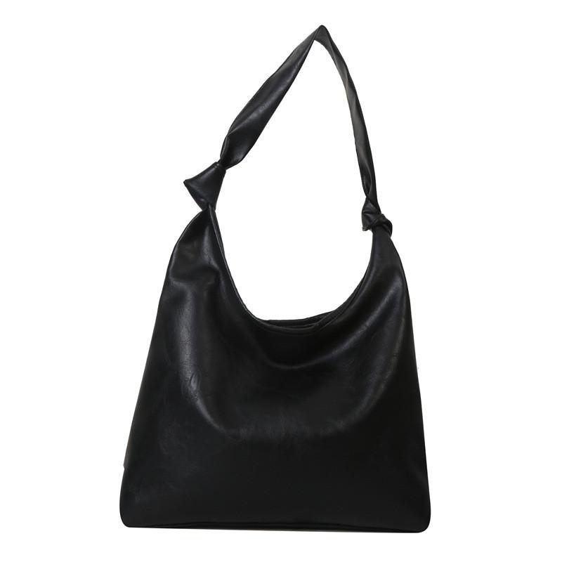 Vintage Single Shoulder Bucket Bag With Seamed Design And Polyester Lining For Casual Outings чёрный