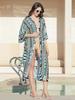 Viskose-Print Urlaubskimono-Cardigan: Long Beach Cover-Up mit Sonnenschutz
