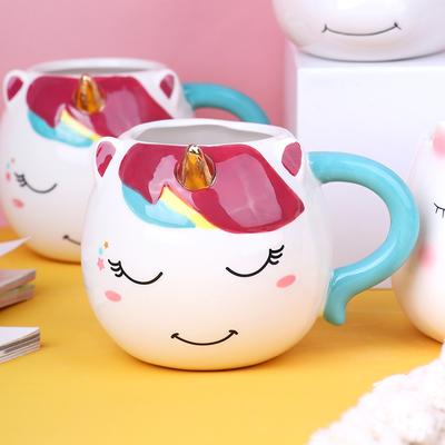1pc Unique Rainbow Unicorn Design 10oz Ceramic Mug Hand-Painted Coffee Cocoa Mug for Kids Boys & Girls Unicorn Parties