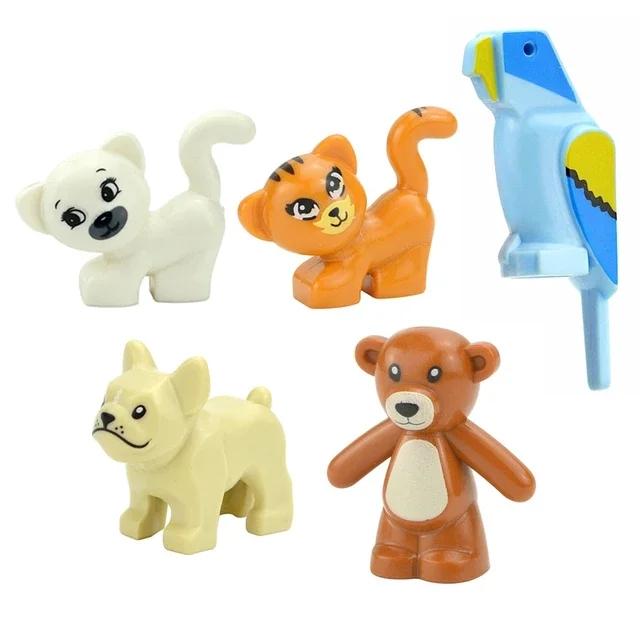 MOC Animals Building Blocks Flamingo Swan Otter Cat Dog Pug Chick Duck Eagle Sheep Owl Rabbit DIY Model Brick Toys for Children
