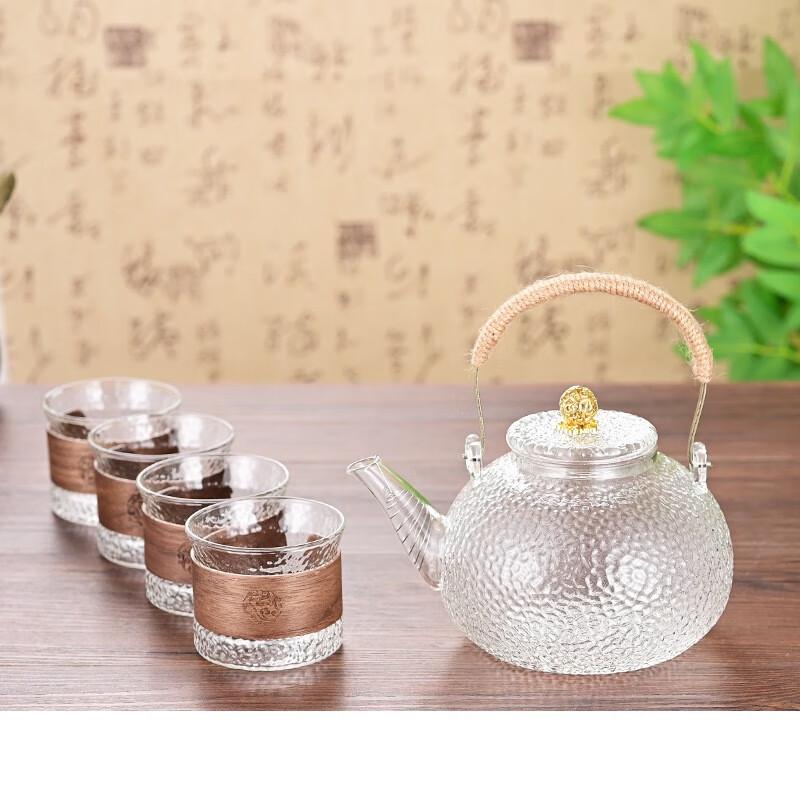 Hammered High Borosilicate Glass Teapot Set with 6 Cups