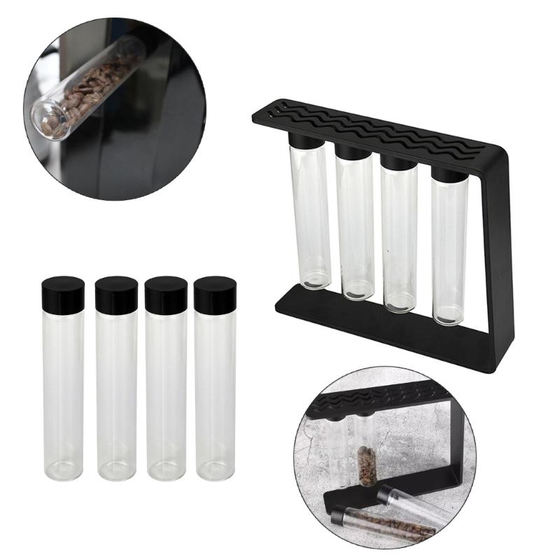 Magnetic Coffee Bean Dispenser Coffee Bean Bottles Glass Test Tube Display Stand Sealing Coffee Bean Containers