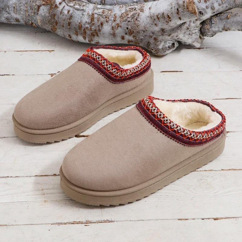 Winter 2025 New Cashmere Warm Thick Sole Heelless Covered Half Mop Cashmere Warm