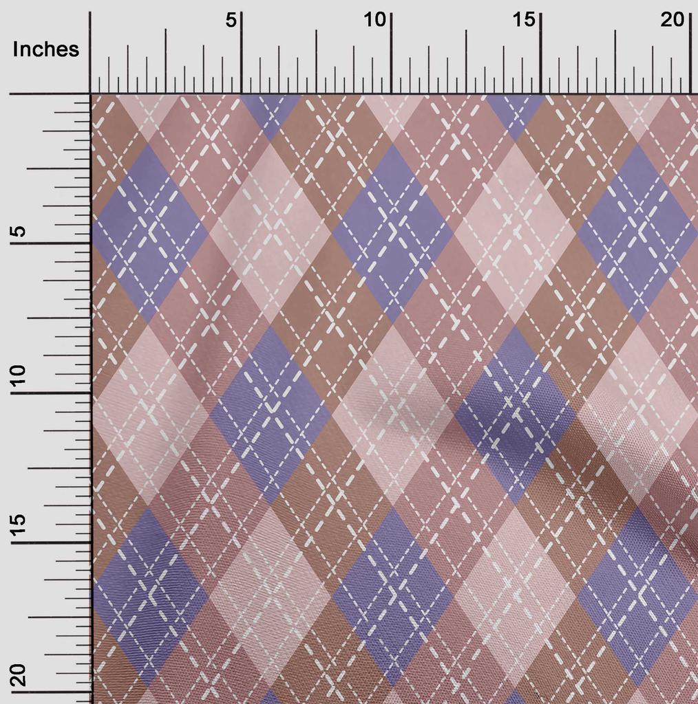 oneOone Cotton Flex Light Green Fabric Check Argyle Dress Material Fabric Print Fabric By The Yard 40 Inch