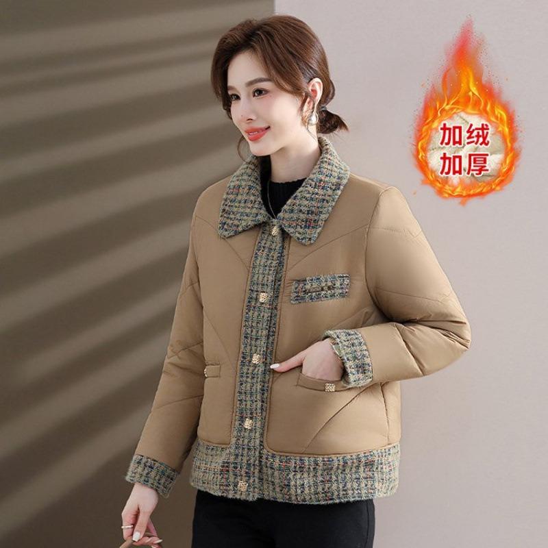 Packed Cotton-padded Clothes Short Lapel Piled Thickened Women's Cotton-padded Jackets On Clothes