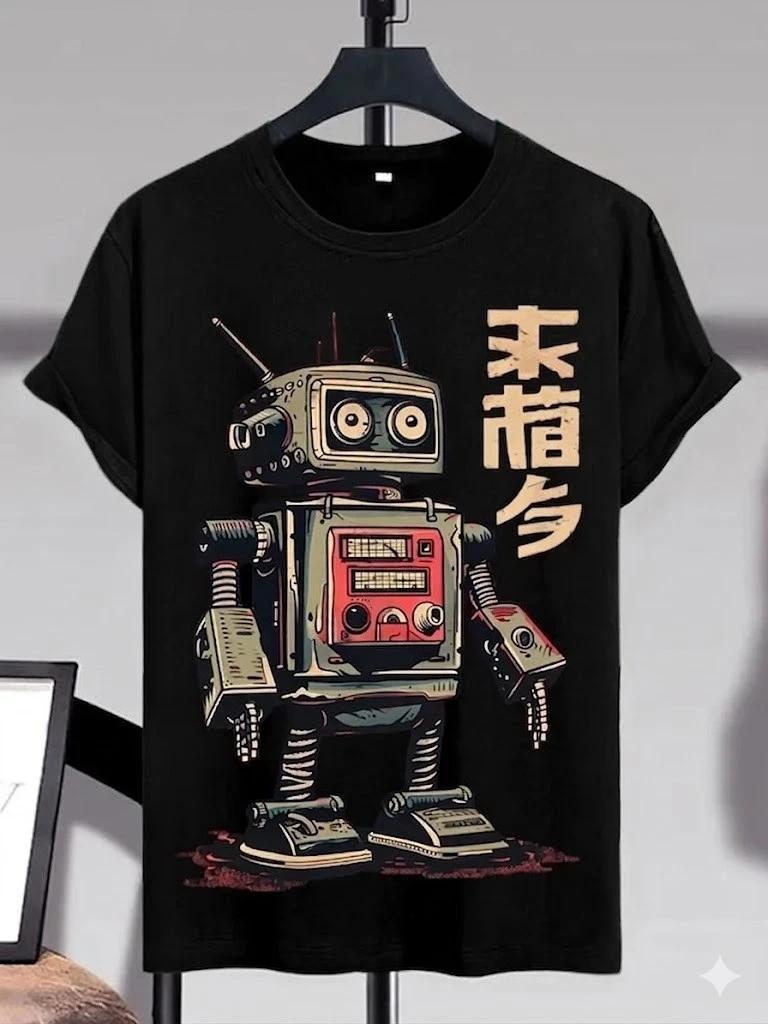 Vintage Robot Retro Sci Fi Character Graphic T T-Shirt M