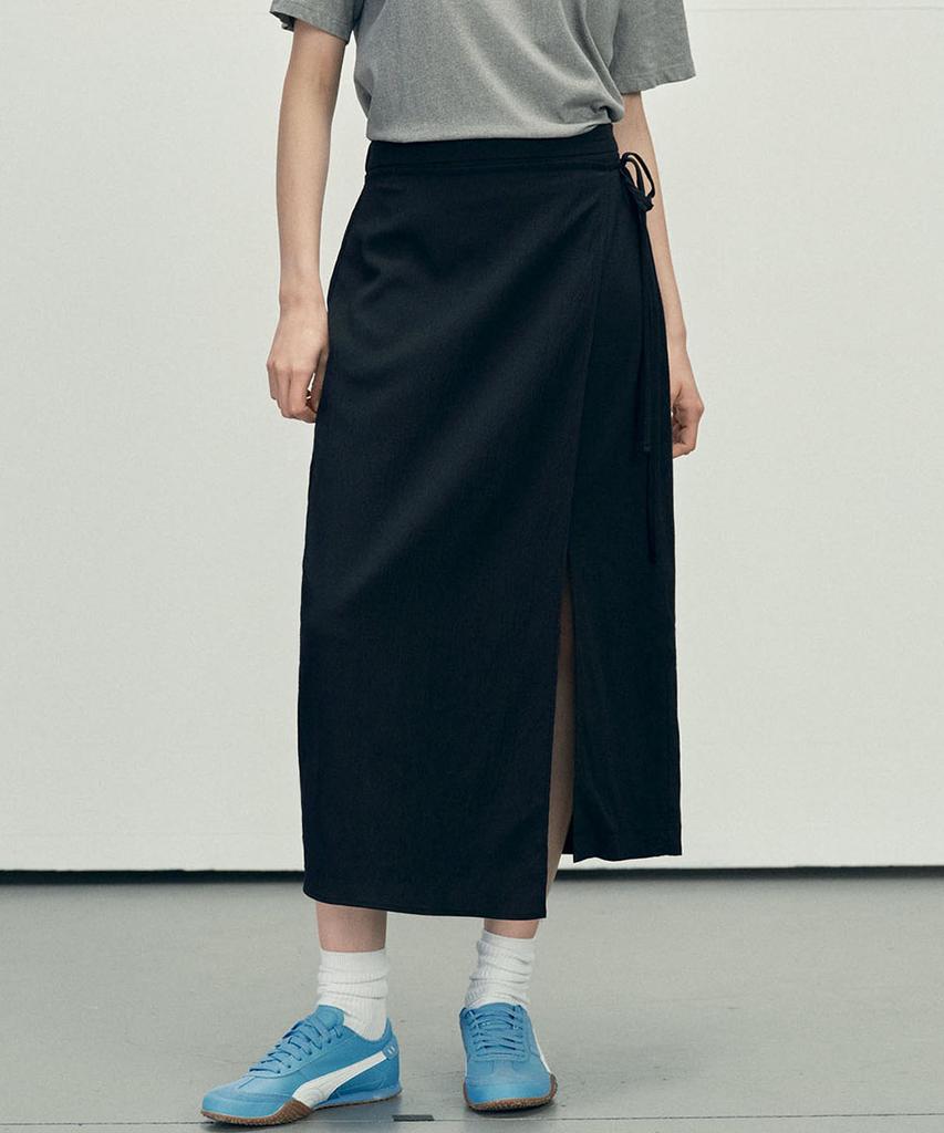 MALOUPE 3115 Crinkle Wrap Skirt (Black)