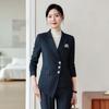 Women's Black Autumn Waist-Slimming Suit Jacket Workwear Set