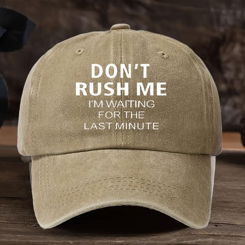 Sporty Curved Brim Mens Vintage Viscose Baseball Cap Adjustable HandWashable Dont Rush Me