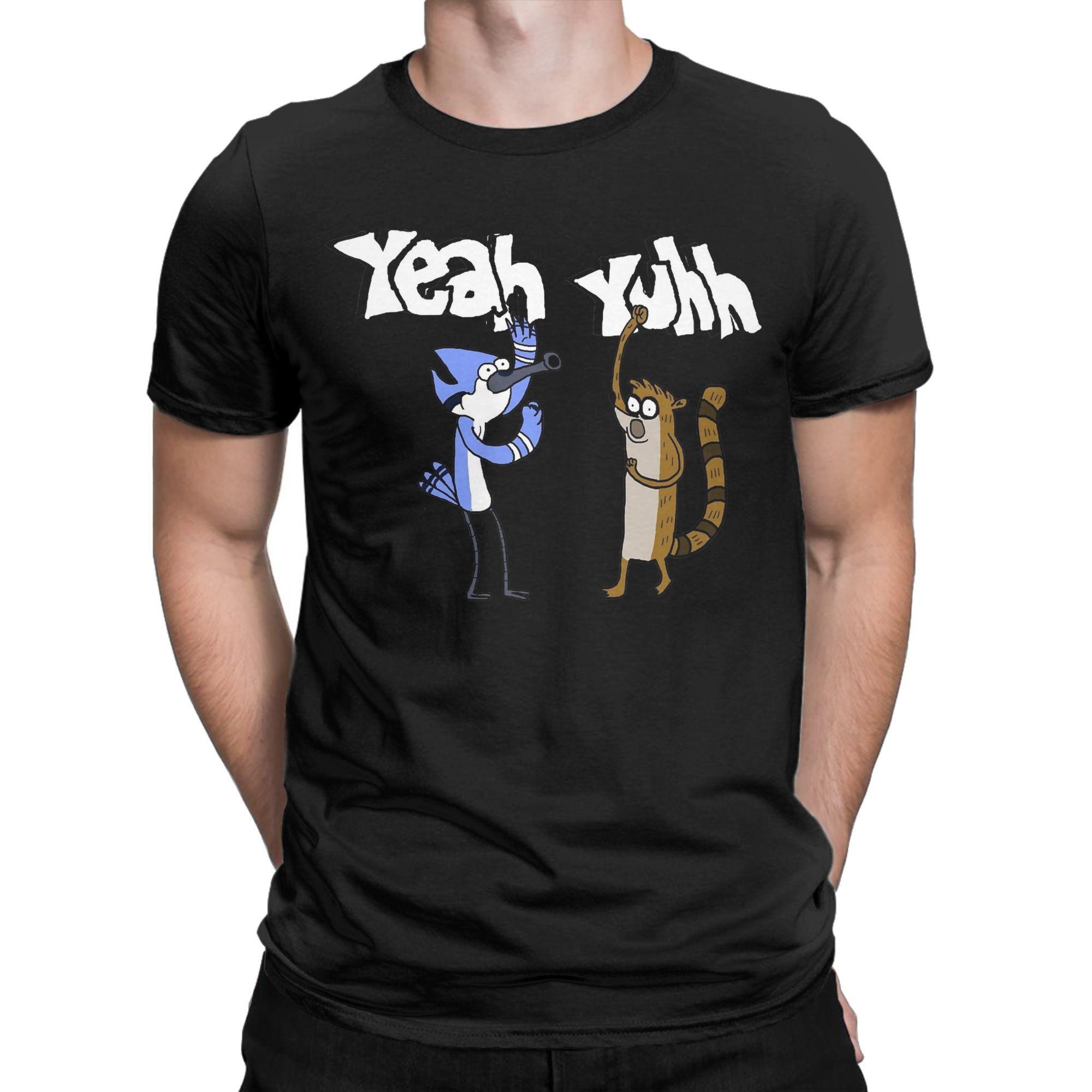 Lucky starfish Top Zomer Yeah Yuhhh Mordecai en Rigby Regular Show T-shirt Voor Unisex Puur Katoen T-shirt Korte Mouw Kleding XL