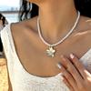 Floral Metal Pendant Necklace With Alloy Charm For Women Fashion Jewelry Set