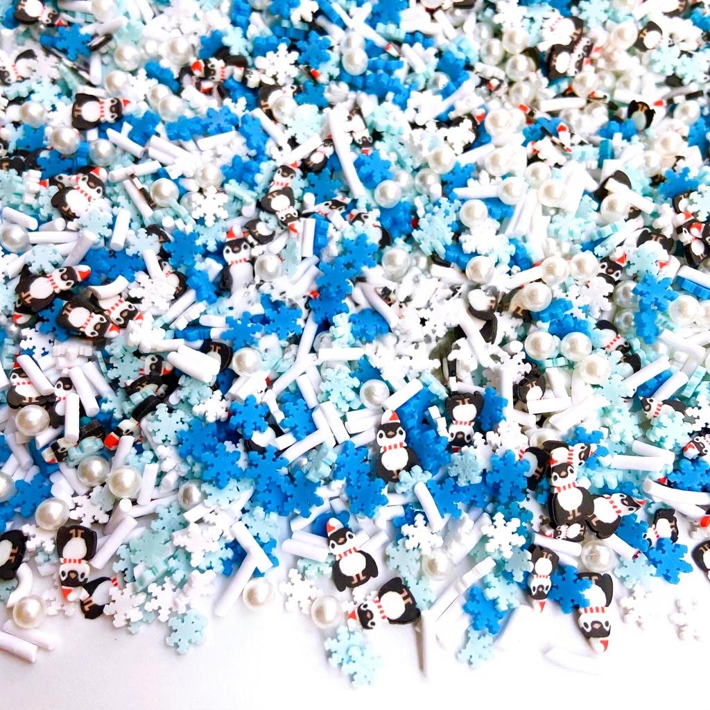 Craft Slime Sprinkles Christmas Penguin Snowflake Acrylic Beads Mix Polymer Clay Sprinkles Slices 50g