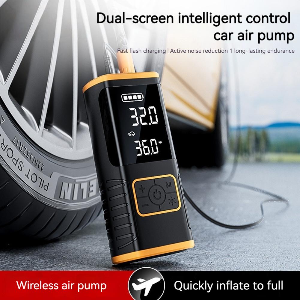 Tire Inflator 150 PSI Portable Air Compressor with Pressure Gauge LED Light Cordless Bike Pump for Auto Motorcycles Bikes Balls