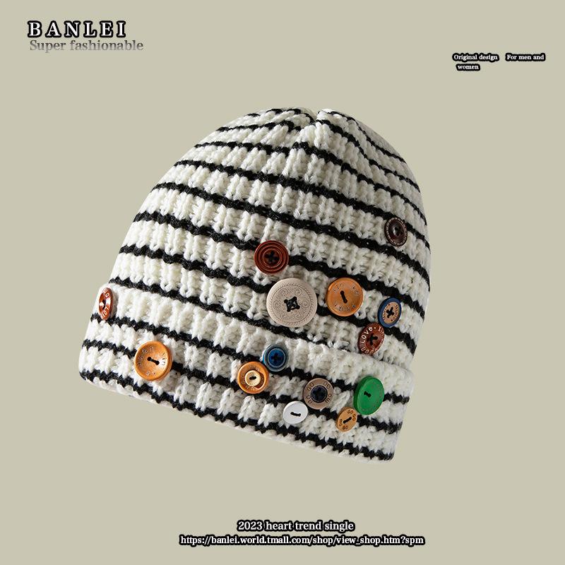 

Inspired Vintage Knitted Cap For Adults Casual Ear Protection Autumn Hat Winter білий