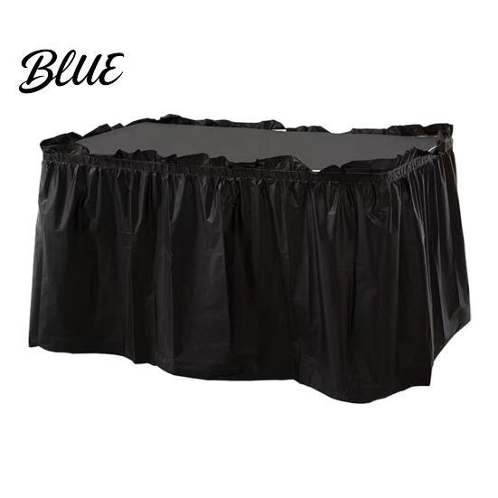 Birthday Party Table Plastic Fine Adhesive Strip Waterproof with Skirt Disposable 420x70cm Heavy-Duty Dining Cover