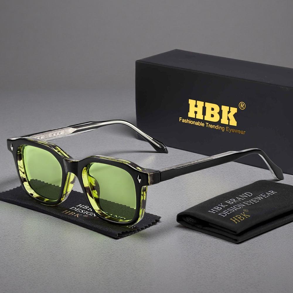 HBK Occhiali da Sole Quadrati Eleganti da Uomo Montatura alla Moda Aste con Punte Vintage Occhiali da Viaggio Business Party Regalo UV400