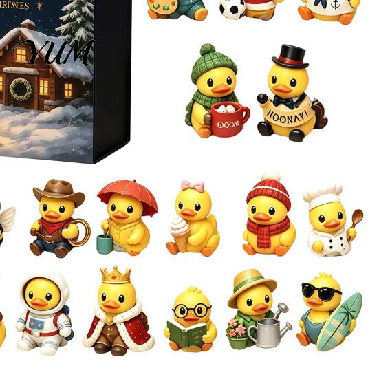 Novelty Duck Gift for Adults Kids Advent Calendar, 24-Day Christmas Countdown Box with Cute Acrylic Calendar Toy, Tree Hanging Decor, Holiday