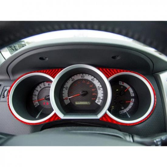 Red Carbon Fiber Interior Speedomter trument Cover Trim For Toyota Tacoma
