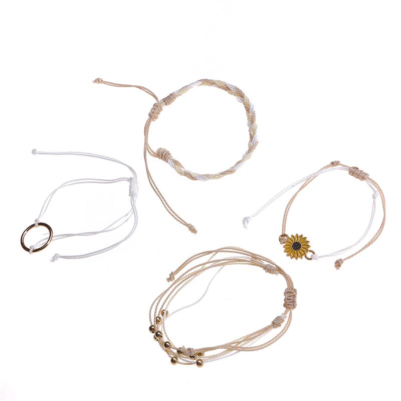 Pulseira da amizade Pulseira de corda trançada Pulseira de casal ajustável Conjunto de joias para festa Presentes