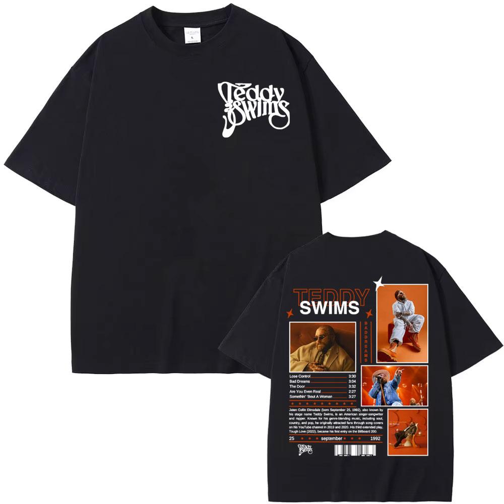 2025 Summer Rapper Teddy Swimming Album Tour Cover Tshirt Men Retro Fashion Oversized Cotton Tshirt Hiphop Punk Tshirt M