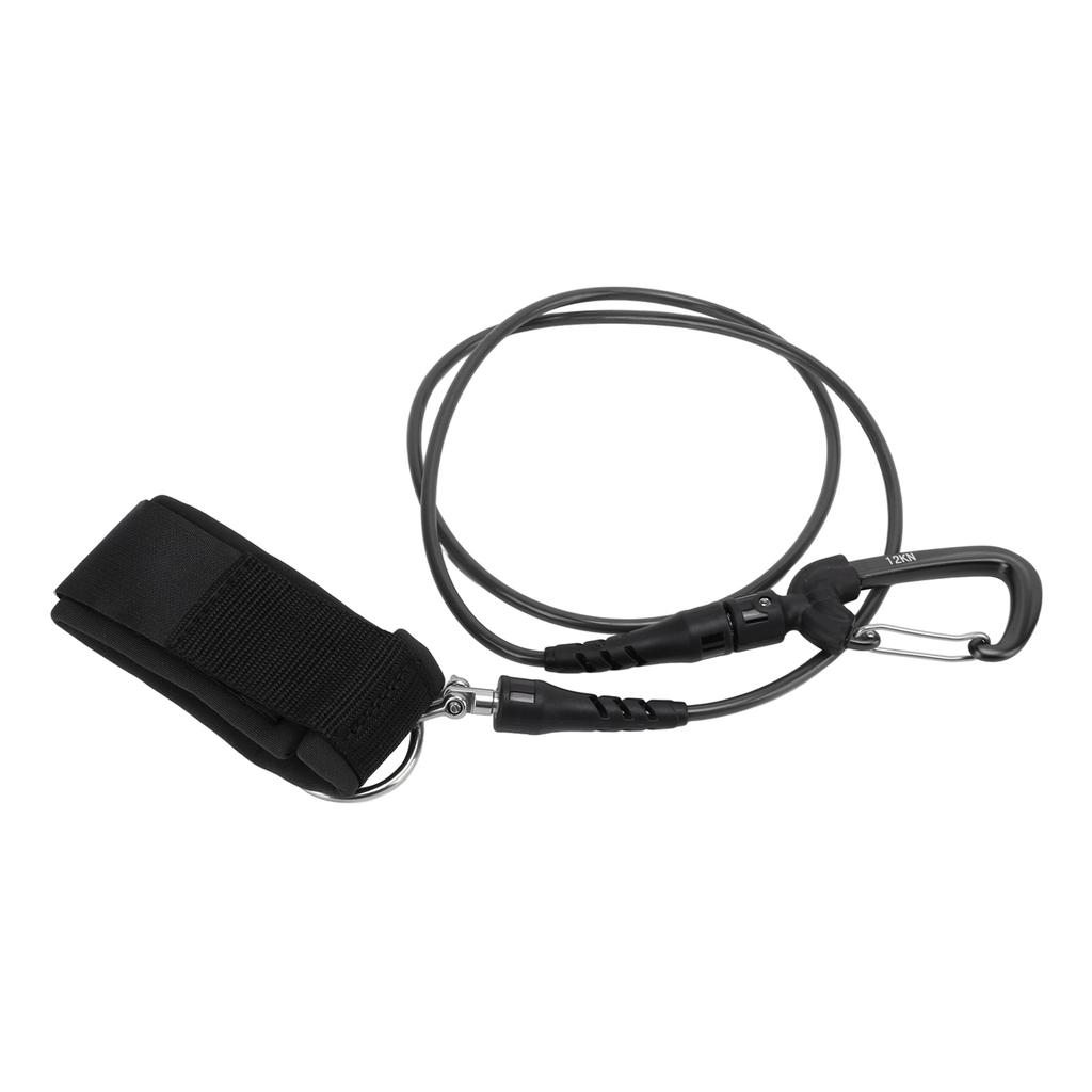 Freediving Lanyard Leash Diving Safety Rope Cable with Wristband Carabiner for Underwater SportsBlack