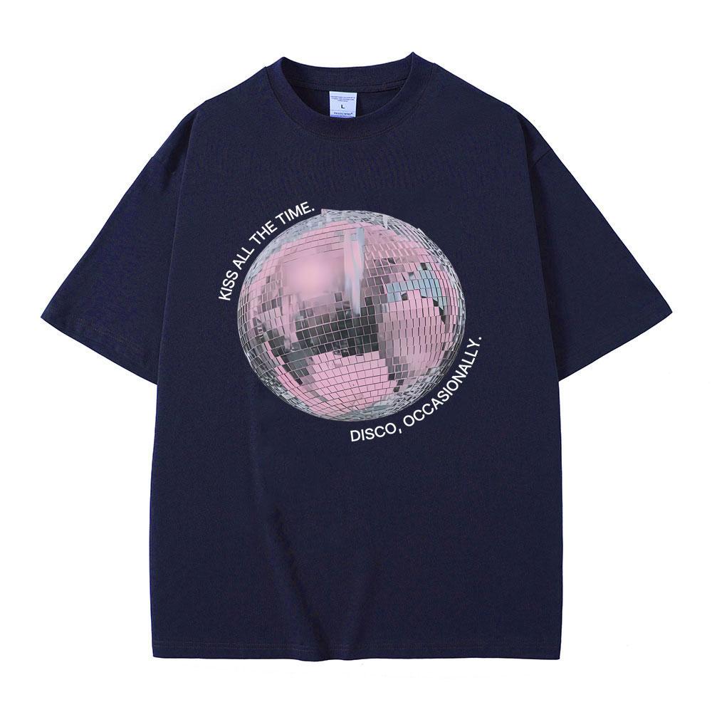 Kiss All The Time Disco Occasionally Graphic Tshirts Men Women Hip Hop Fashion Trend T Shirts Unisex Y2k Oversized Streetwear