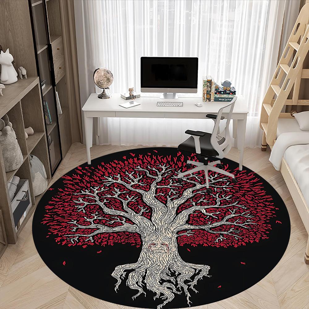 1pc Tree Spirit Office Round Area Rug, Under Office Chairs Bedroom Living Room Home Decor, Room Deco