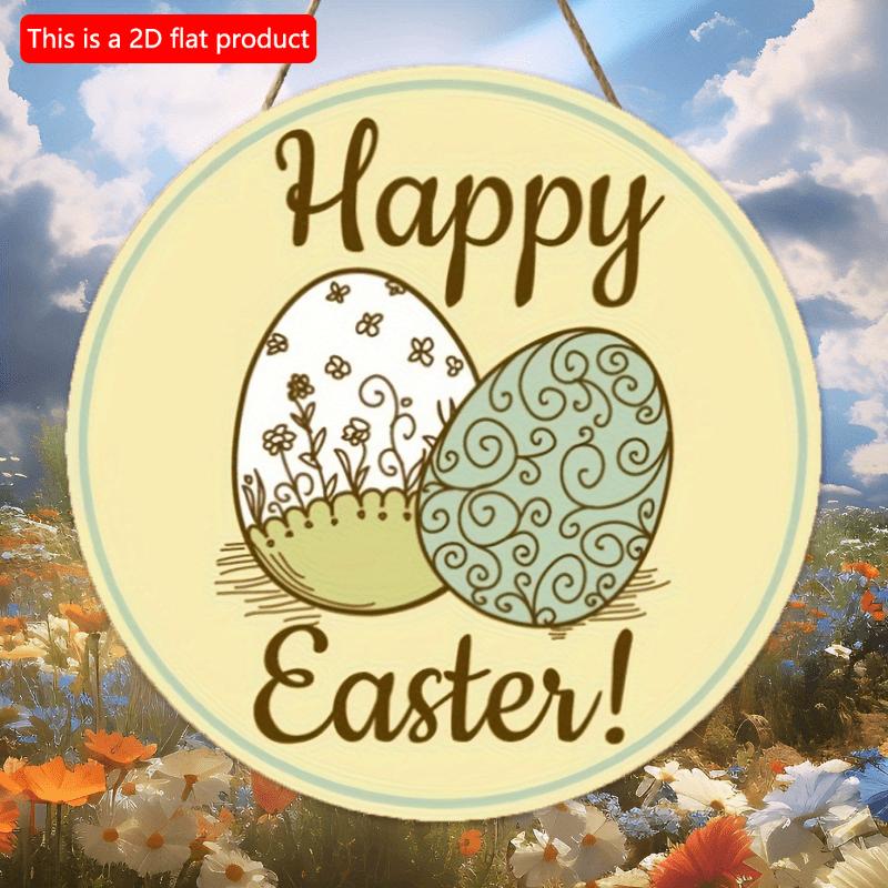 2d Flat 20*20cm, Easter Home Decoration, Easter Happy Egg Wooden Logo, for Home, Kitchen, Garden, Bedroom, Bar Decor.