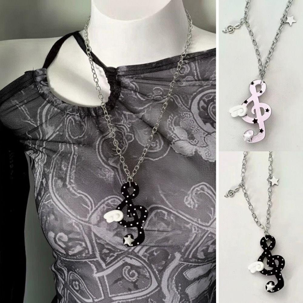 Sweater Chain Musical Note Necklace Millennium Style Angel Pendant Necklace  Daily Wear