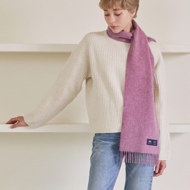 ABRAHAM MOON Merino Wool Muffler 25cm - Royal Pink