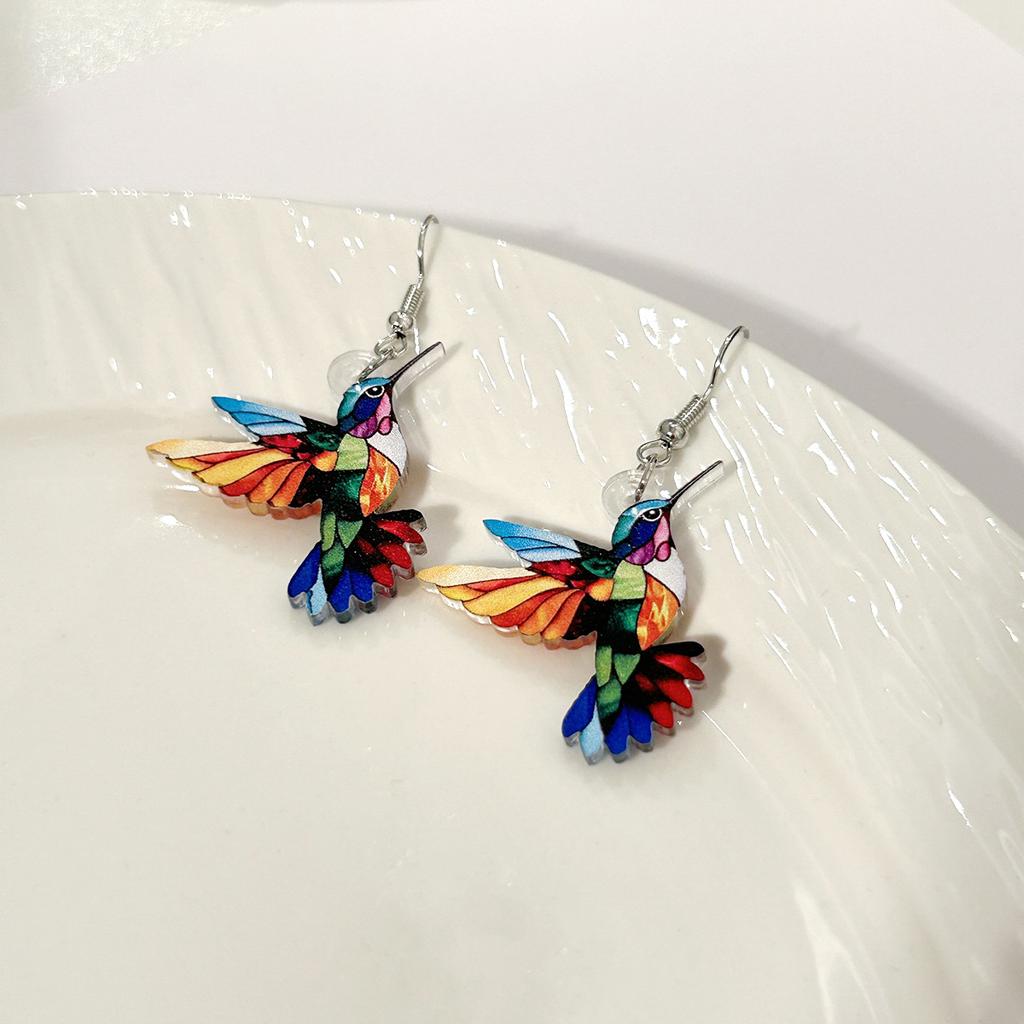 Beautiful Bird Starts the Spring, Colorful Fashion Retro Mid-century Style Ins Network Sense Earrings