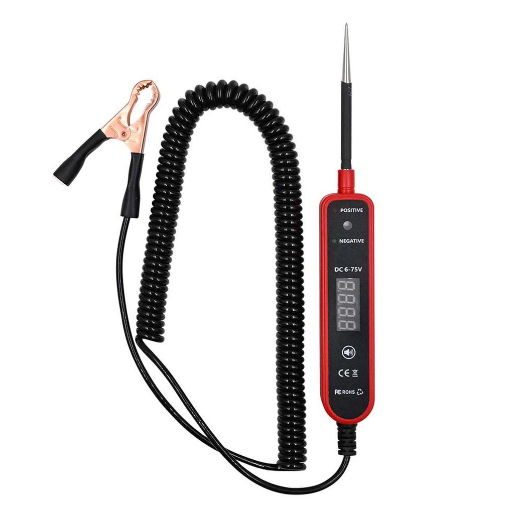 Automotive Circuit Tester 6 75V DC, LED Digital Display Auto Electrical Test Light with Voltage Detection, Polarity and