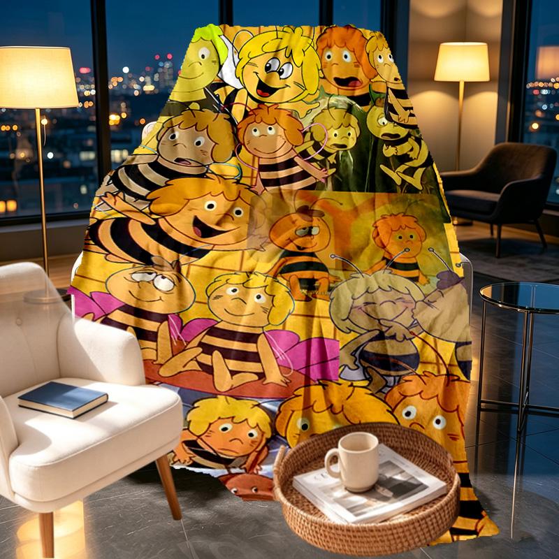 Maya the Bee Print Blanket - Soft & Comfortable, for Bedroom, Travel, Sofa, Home Decoration - Birthday Christmas Gift for Friend