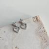 Beixi S925 Sterling Silver Zirconia Heart Stud Earrings - Simple, Fashionable, and Versatile.