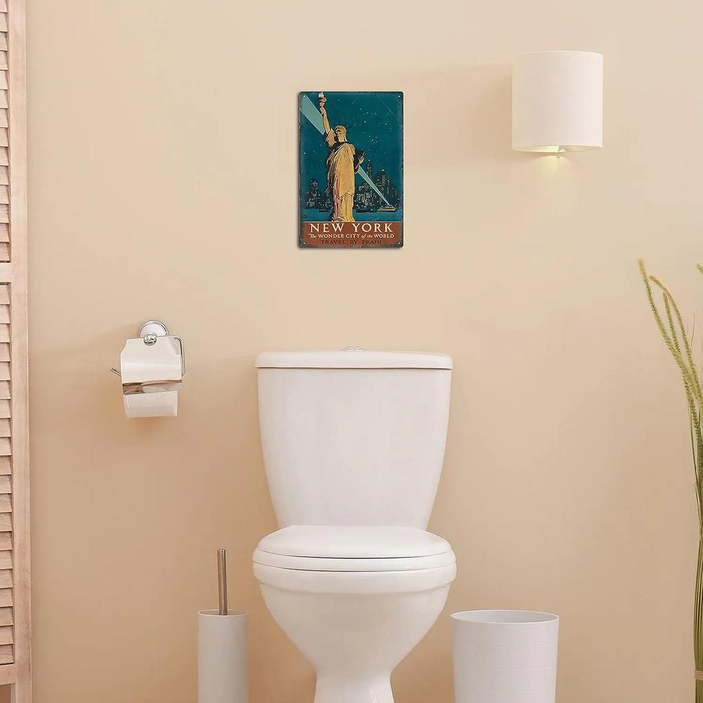 Vintage Travel City of New York Metal Tin Signs Statue of Liberty Enlightening the World National Monument for Outdoor Indoor