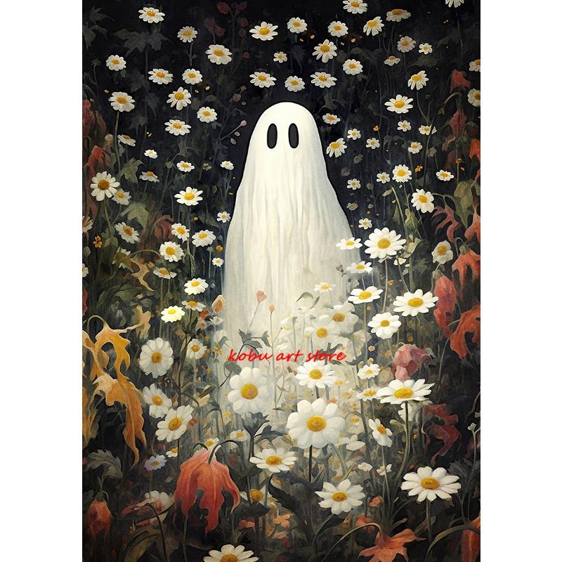 Dark Academia Flowers Ghost Woods Pumpkins Vintage Posters Prints Canvas Painting Wall Art Picture Gothic Halloween Spooky Decor