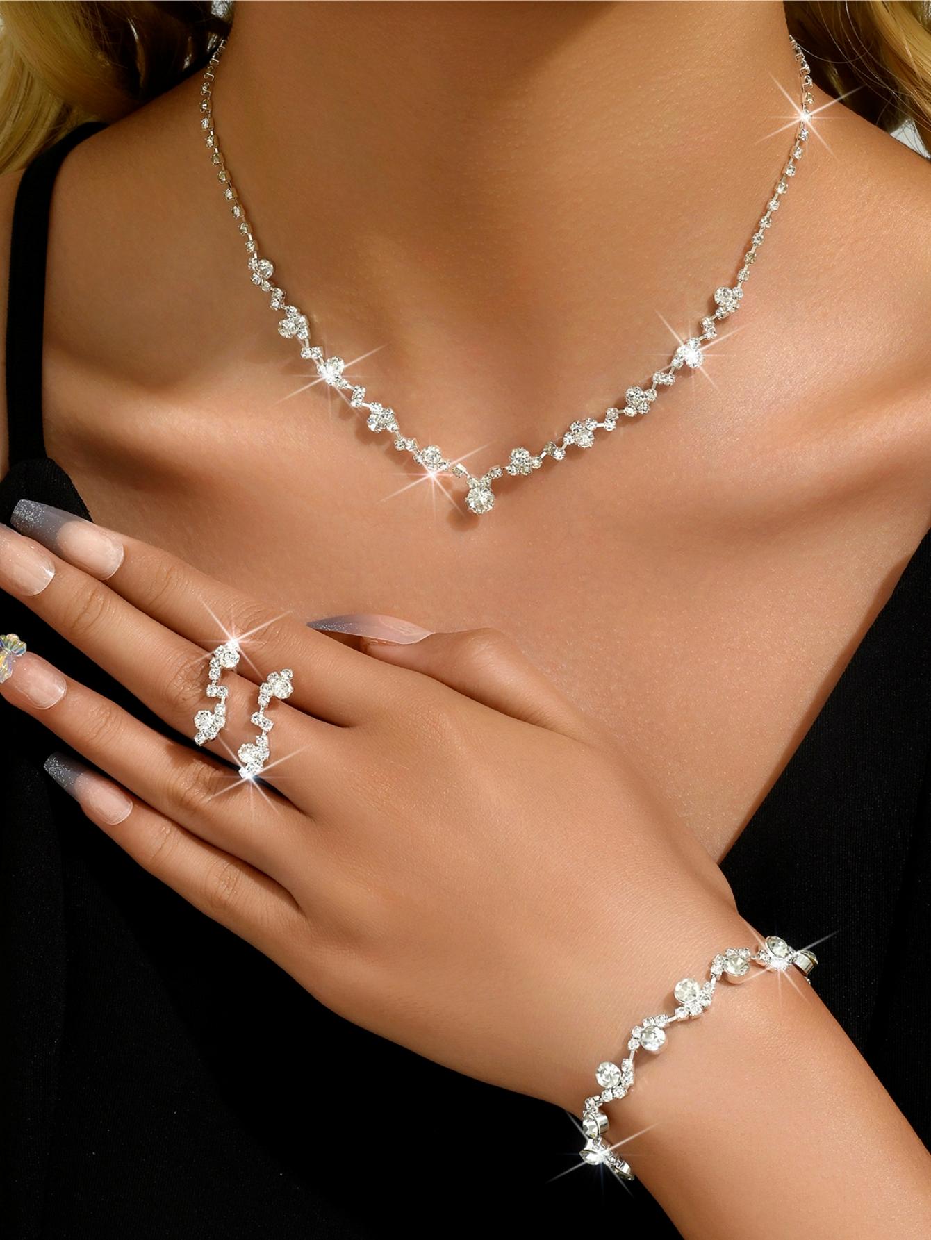 

Женское цветочное ожерелье из 4 частей с серьгами и браслетом, свадебные аксессуары