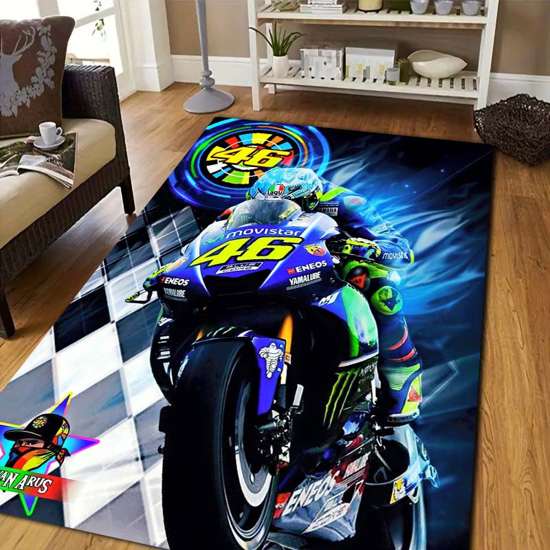 Tappeto in Flanella per Moto Racing Doctor Antiscivolo Lavabile Tappetino da Pavimento per Camera da Letto Soggiorno Decorazione per la Casa Con Classico 46 Racing