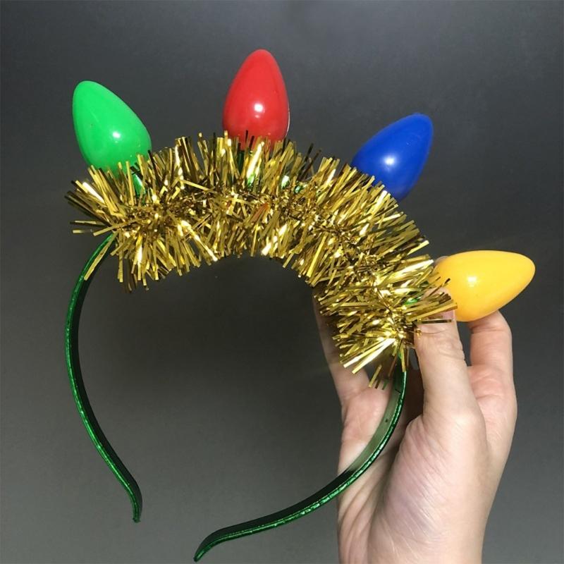 Weihnachts-LED-Glühbirnen-Stirnband Leuchtet im Dunkeln Partyzubehör Leuchtende Kopfbedeckung Haarschmuck für Frauen Mädchen