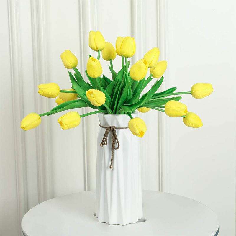 29cm Yellow Tulip Simulation Feel Tulip Flower Home Decoration Ornaments Wedding Photography Props Fake Flowers  3/5/10pcs
