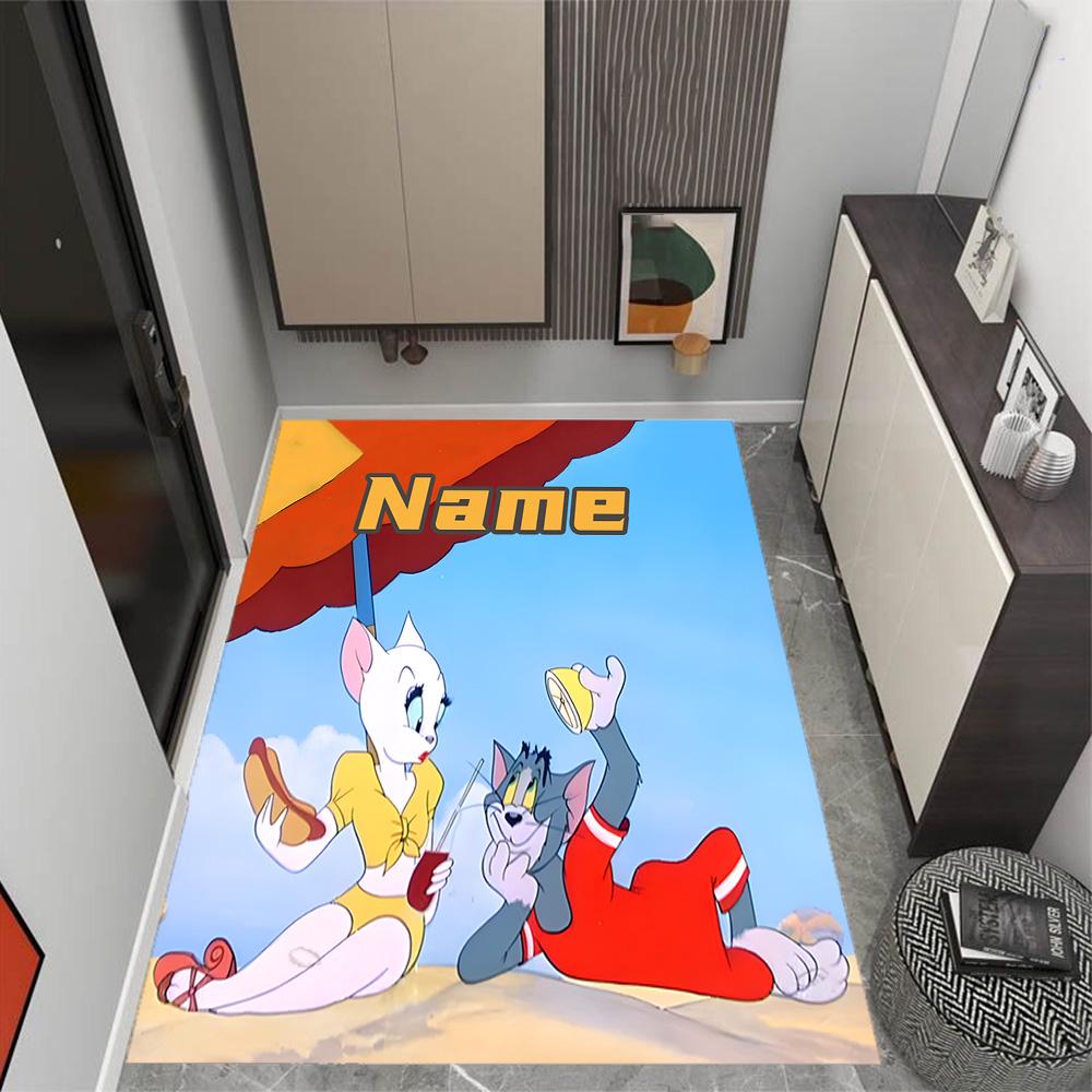 Looney Farm Animal Friends Customize Your Name Floor Rug Office Rug Suitable for Balcony Entryway Dormitory Foyer Anti-slip Rug Anime Office Decor