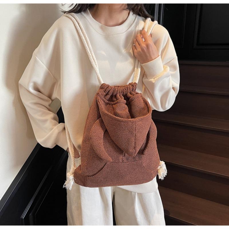 Women's bag casual tide summer fashion large capacity retro drawstring closure single shoulder crossbody bucket bag